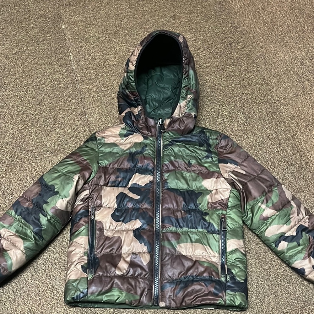 Ralph Lauren polo Reversible green camo puffer jacket size 4t